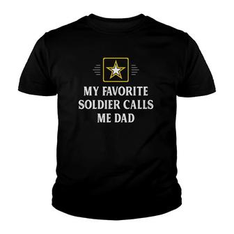 Mens My Favorite Soldier Calls Me Dad Vintage Style Youth T-shirt | Mazezy