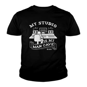Mens My Studio Is My Man Cave Dj Beat Maker Music Producer Men Youth T-shirt | Mazezy