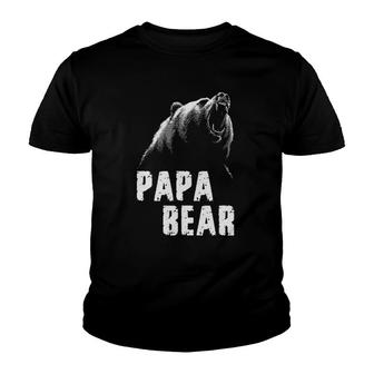 Mens Papa Bear Dad Father's Day Youth T-shirt | Mazezy