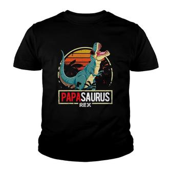Mens Papasaurus Trex Dinosaur Funny Papa Saurus Matching Birthday Youth T-shirt | Mazezy