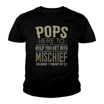 Mens Pops Gifts From Grandchildren Pops Mischief Fathers Day Youth T-shirt | Mazezy