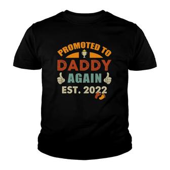 Mens Promoted To Daddy Again Est 2022 Vintage Dad Again Est 2022 Ver2 Youth T-shirt | Mazezy