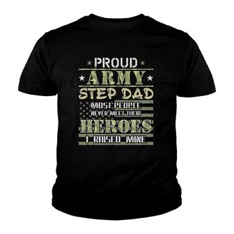 Mens Proud Army Stepdad I Raised My Heroes Camo Army Step Dad Youth T-shirt | Mazezy