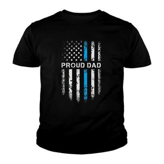 Mens Proud Dad Patriotic Law Enforcement Supporter Police Officer Youth T-shirt - Thegiftio UK