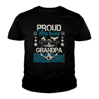 Mens Proud Marine Grandpa - Granddad Papa Pops Youth T-shirt | Mazezy