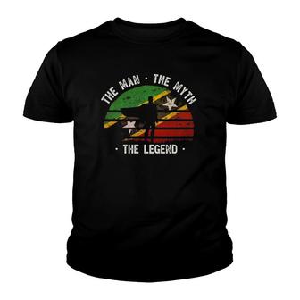 Mens Saint Kitts & Nevis Man Myth Legendhero Vintage Flag Youth T-shirt | Mazezy CA
