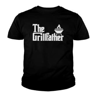 Mens The Grillfather Funny Grilling Grill Father Dad Grandpa Bbq Youth T-shirt | Mazezy