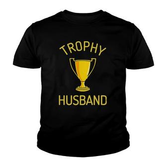 Mens Trophy Husband Unique Anniversary Gift Spouse Birthday Youth T-shirt | Mazezy