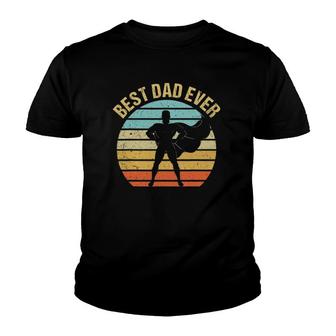 Mens Vintage Best Dad Ever Superhero Father's Day Youth T-shirt | Mazezy