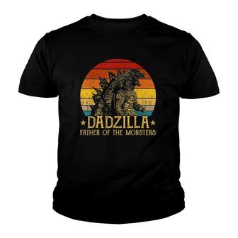 Mens Vintage Dadzilla Father Of The Monsters Retro Sunset Youth T-shirt | Mazezy