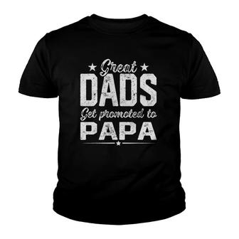 Mens Vintage Greatest Dads Get Promoted To Papa Father's Day Youth T-shirt | Mazezy