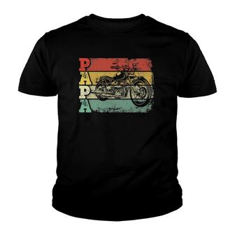 Mens Vintage Motorcycle Papa Biker Motorcycle Rider Father's Day Youth T-shirt | Mazezy