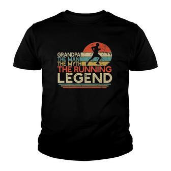 Mens Vintage Running Grandpa Man Myth Legend Marathon Runner Gift Youth T-shirt - Thegiftio UK