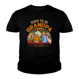 Mens Vintage Soon To Be Grandpa 2022 Fathers Day Youth T-shirt | Mazezy
