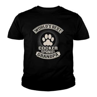 Mens World's Best Cocker Spaniel Grandpa Youth T-shirt | Mazezy
