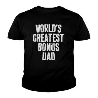 Mens World's Greatest Bonus Dad Father's Day Gift Youth T-shirt | Mazezy
