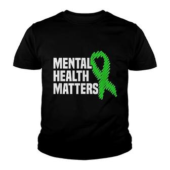 Mental Health Matters Green Ribbon Youth T-shirt | Mazezy