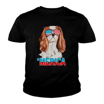 Merica Cavalier King Charles Spaniel Usa 4Th Of July Youth T-shirt | Mazezy