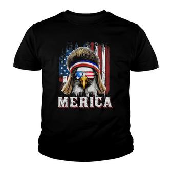 Merica Eagle Mullet 4Th Of July American Flag Stars Stripes Youth T-shirt | Mazezy