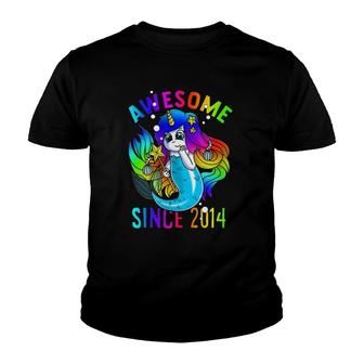 Mermicorn Mermaid Unicorn Birthday Awesome Since 2014 Gift Youth T-shirt | Mazezy