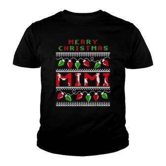 Merry Christmas Mimi Light Ugly Christmas Pajamas Youth T-shirt | Mazezy