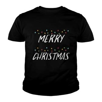 Merry Christmas Sparkling Lights Cool Christmas Tee Youth T-shirt | Mazezy