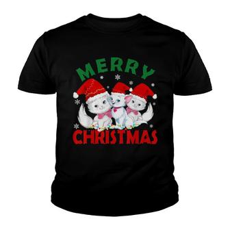 Merry Christmas Three Sweet Cats For All Cats Cat Xmas Youth T-shirt | Mazezy