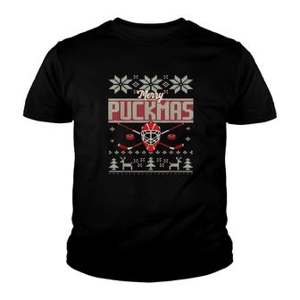 Merry Puckmas Hockey Ugly Merry Christmas Youth T-shirt | Mazezy