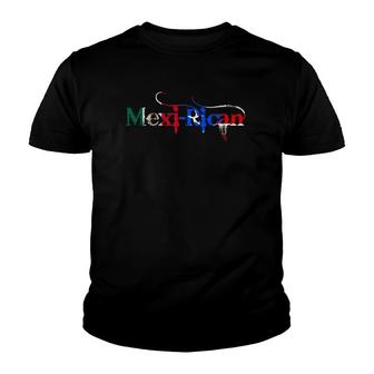 Mexi-Rican Mexico Puerto Rico Flag Mexican Illustrated Youth T-shirt | Mazezy