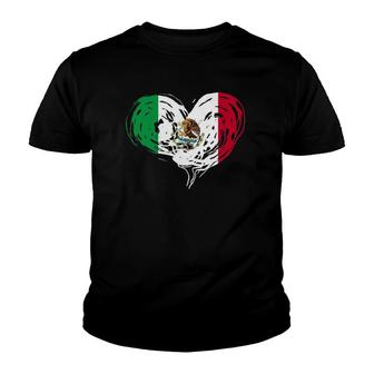 Mexican Flag Love Valentines Day Heart Mexico Youth T-shirt | Mazezy