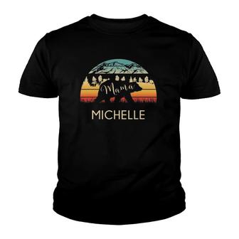 Michelle Name Gift Retro Sun Personalized Mama Bear Youth T-shirt | Mazezy