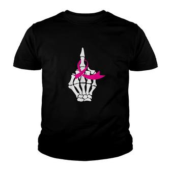 Middle Finger Pink Ribbon Awareness Youth T-shirt | Mazezy