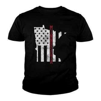 Minnesota Vintage Retro Usa Flag America Merica 4Th Of July Youth T-shirt | Mazezy