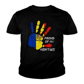 Moldavian Flag Moldova Finger Handprint Moldova Youth T-shirt | Mazezy
