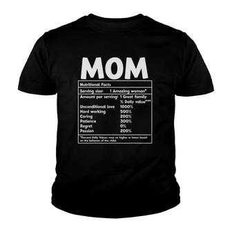 Mom Nutritional Facts Funny Mother Day Youth T-shirt | Mazezy