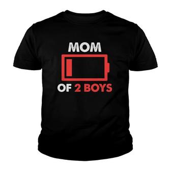 Mom Of 2 Boys From Son Mothers Day Birthday Low Battery Youth T-shirt | Mazezy