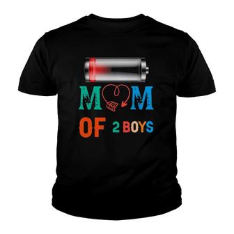 Mom Of 2 Boys Gift From Son Mothers Day Birthday Youth T-shirt | Mazezy