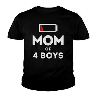 Mom Of 4 Boys Clothing Gift For Mother Wife Mom Funny Women Youth T-shirt | Mazezy
