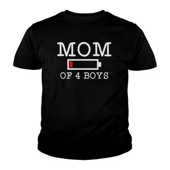 Mom Of 4 Boys Mother's Day Gift Youth T-shirt | Mazezy CA