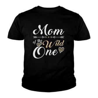 Mom Of The Wild One 1St Birthday Leopard Heart Mother Youth T-shirt | Mazezy