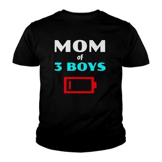 Mom Of Three Boys Funny For Mothers With 3 Sons Youth T-shirt | Mazezy