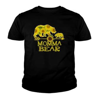 Momma Bear Sunflower Funny Mother Father Gifts Youth T-shirt | Mazezy