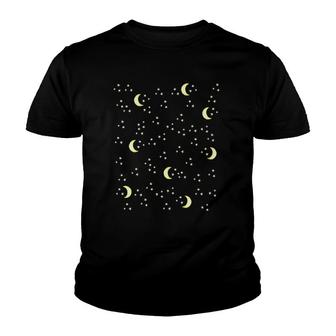 Moon And Stars Night Sky Art Tee S Celestial Youth T-shirt | Mazezy AU