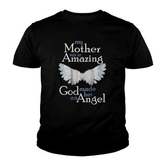 Mother Guardian Angel Memorial Gift With Angel Wings Youth T-shirt | Mazezy