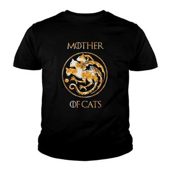 Mother Of Cats With Floral Art Best Mom Gift Youth T-shirt | Mazezy