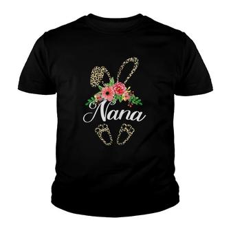 Mother's Day Easter Flower Nana Leopard Bunny Youth T-shirt | Mazezy