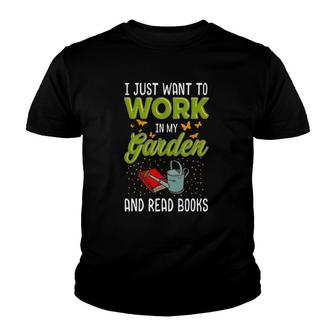 Mother's Day Gardening Gift Garden And Book Lover Youth T-shirt | Mazezy
