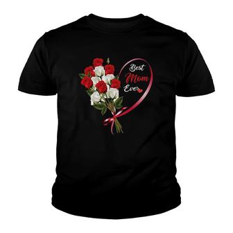 Mothers Day Roses Best Mom Ever Colourful Flower Design Youth T-shirt - Thegiftio UK