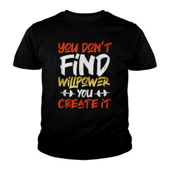 Motivational Workout Willpower Quote Dumbbell Art Youth T-shirt - Thegiftio UK