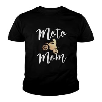 Moto Mom Dirtbike Cute Motocross Youth T-shirt | Mazezy